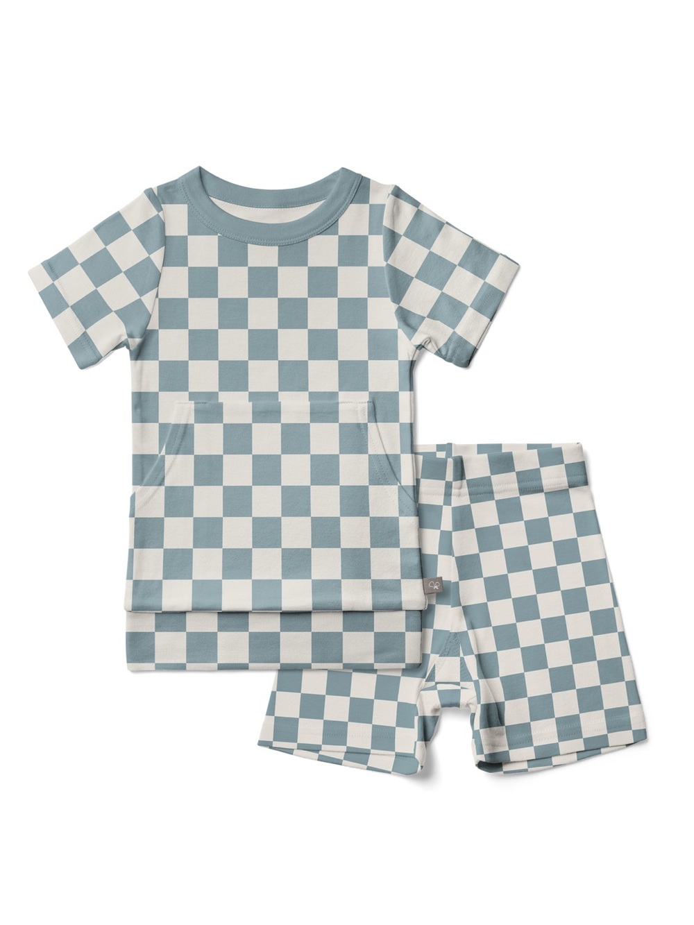 Goumi Kids Short-Sleeve Set in Blue and Cream
